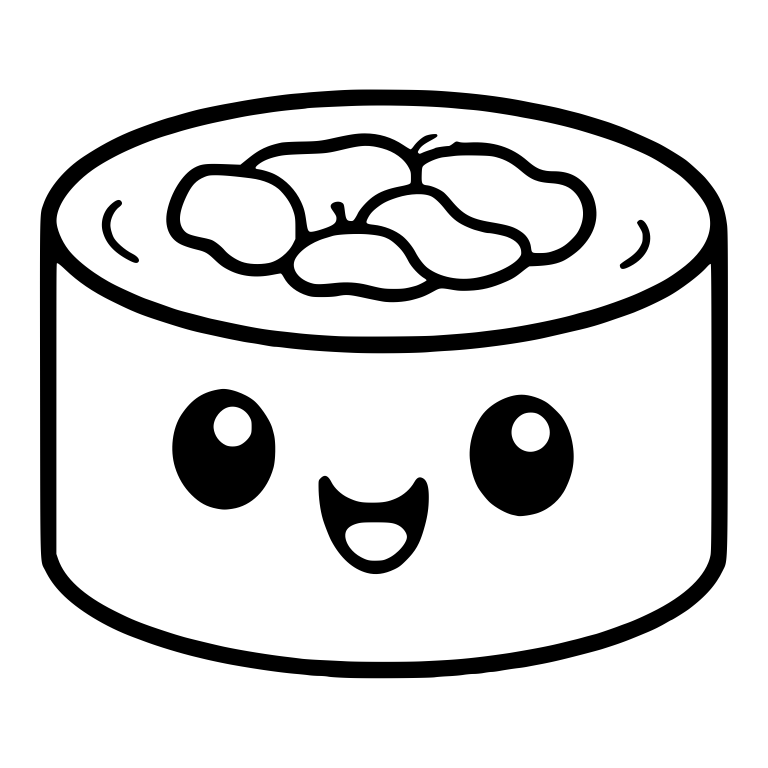 Maki Roll With Lumpy Chunk Topping and Huge Eyes — free food SVG cut file