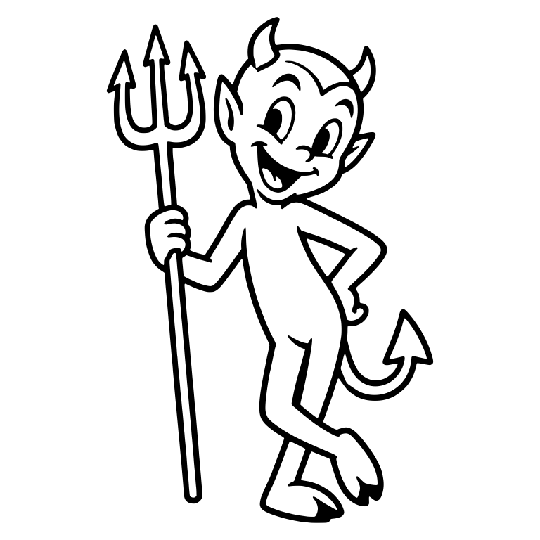 Retro Devil Leaning With Pitchfork and Crossed Legs — free fantasy-creature SVG cut file