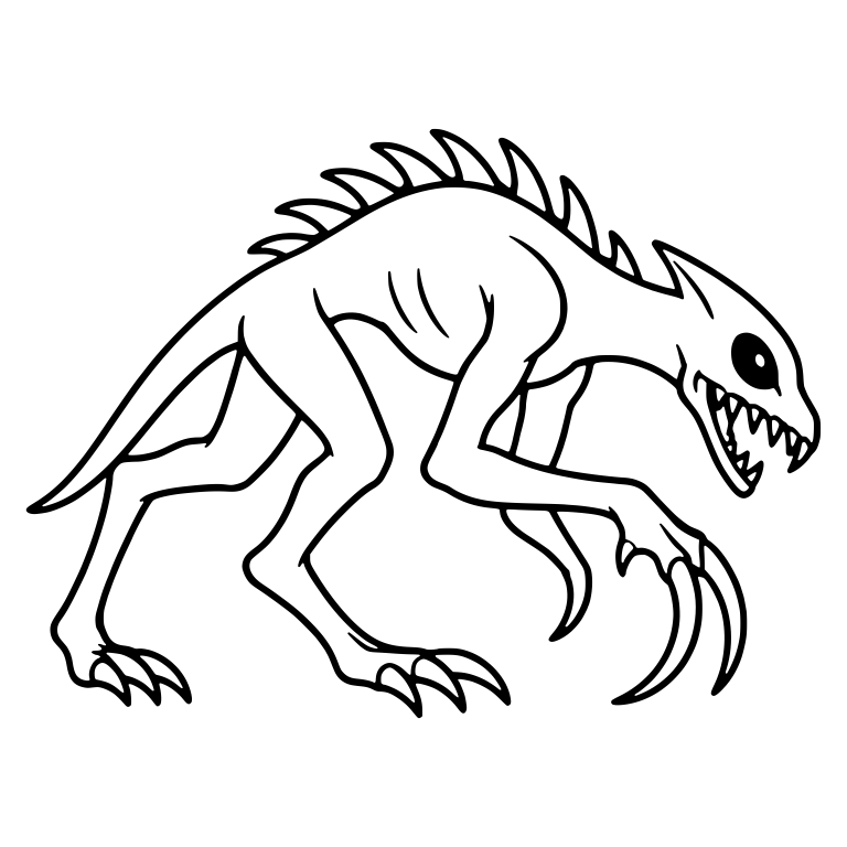 Fanged Chupacabra Prowling With Spiked Back and Claws — free fantasy-creature SVG cut file