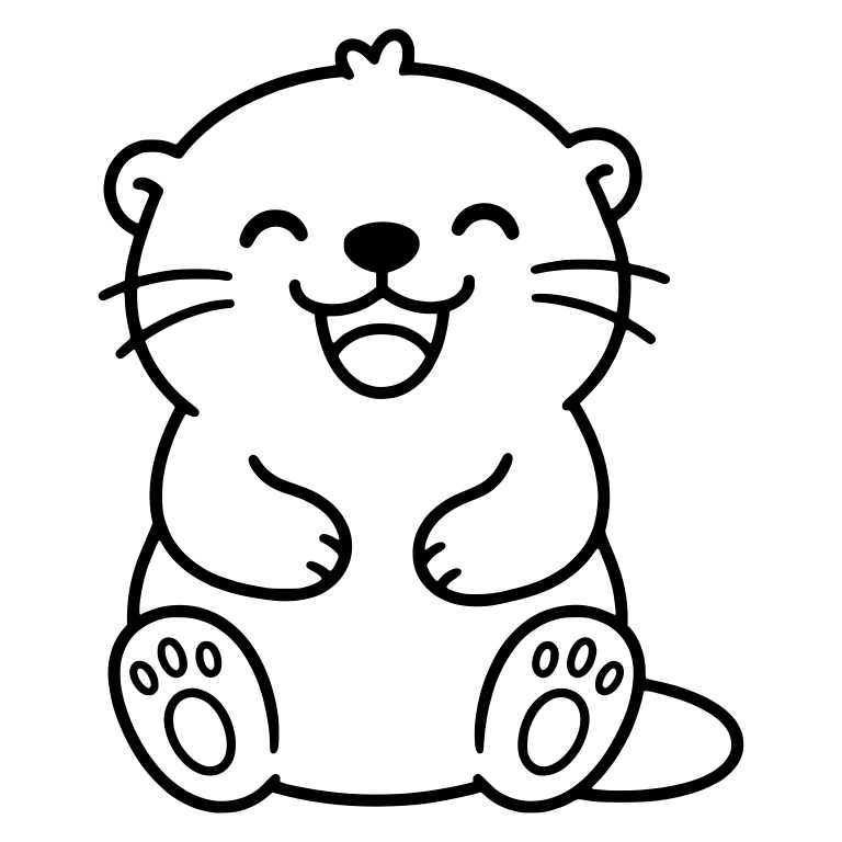 Giggling Kawaii Otter Sitting with Curly Tuft — free animal SVG cut file