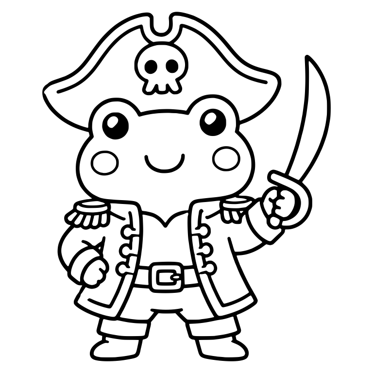 Pirate Captain Frog With Cutlass and Skull Tricorn Hat — free animal SVG cut file