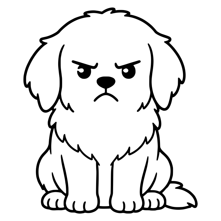 Grumpy Golden Retriever Puppy Sitting With a Frown — free animal SVG cut file