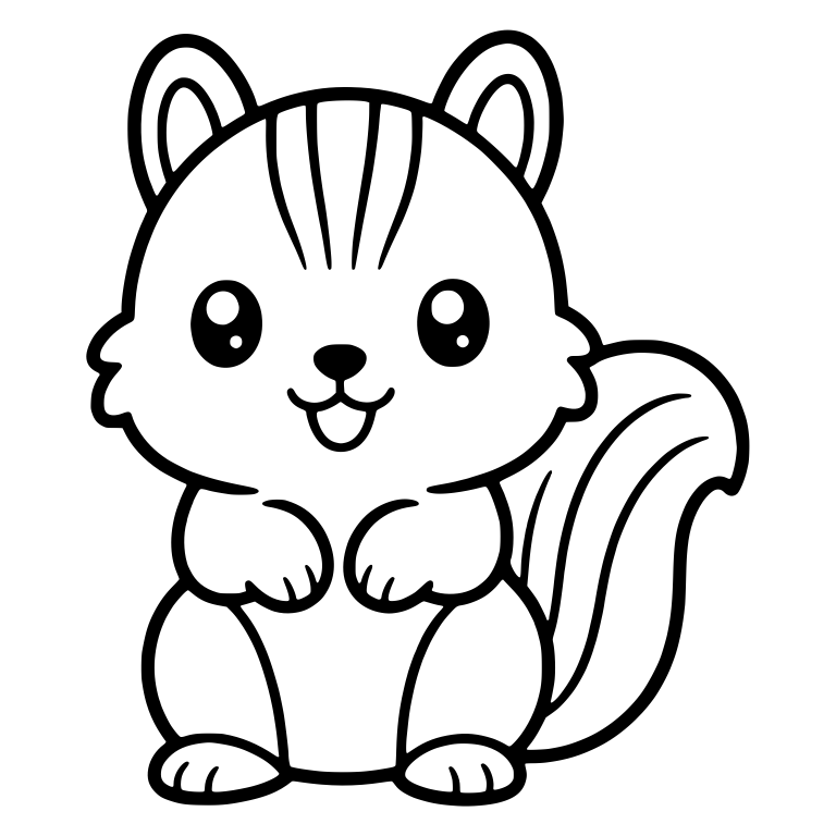 Smiling Squirrel With Striped Forehead and Striped Tail — free animal SVG cut file