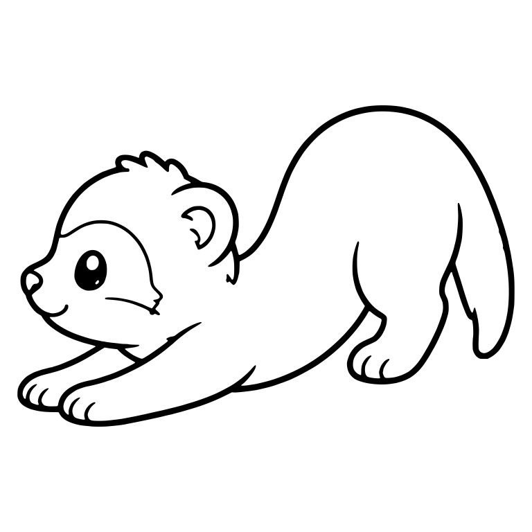 Baby Ferret Kit Stretching in Play Bow Side View — free animal SVG cut file