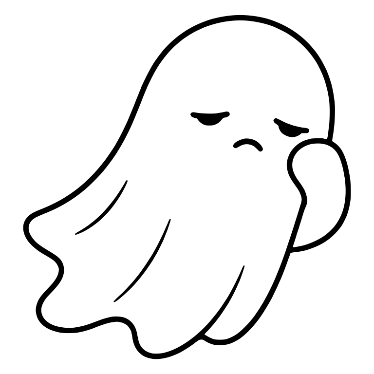 Sheet Ghost Resting Cheek On Hand With Droopy Eyes — free fantasy-creature SVG cut file