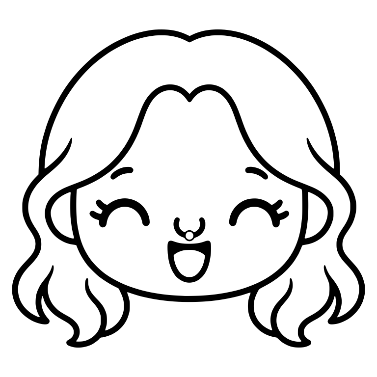 Laughing Girl with Wavy Shoulder-Length Hair and Nose Ring — free characters SVG cut file