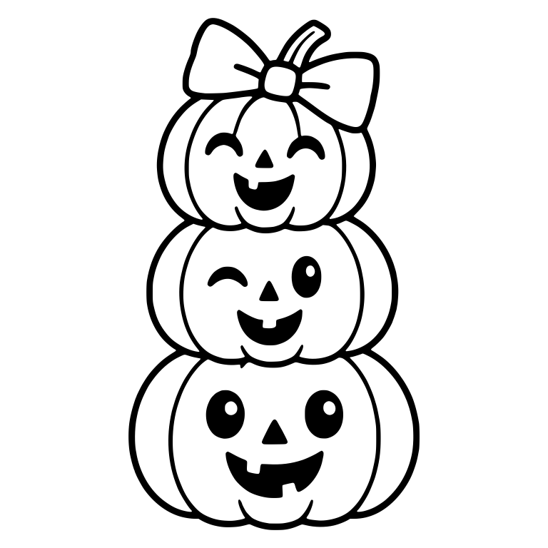 Pumpkin Stack With Bow on Top and Winking Middle — free holiday SVG cut file