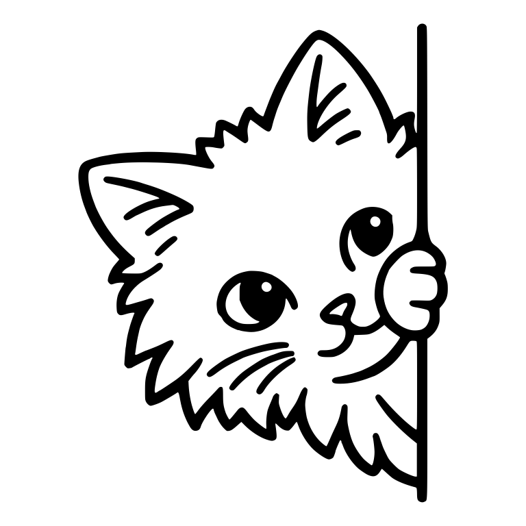 Fluffy Cat Peeking Around Edge With Upward Glance — free animal SVG cut file