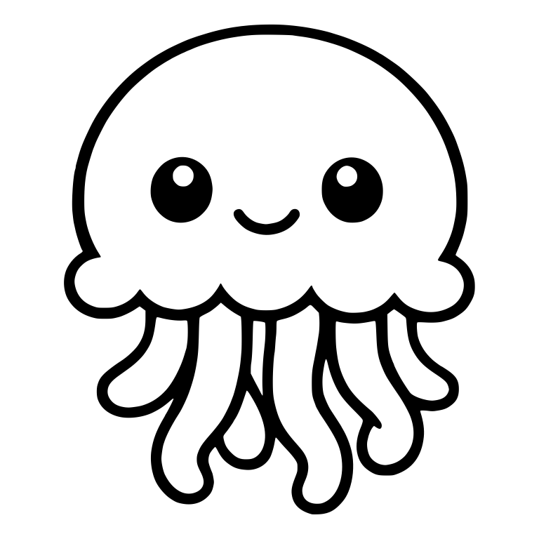 Kawaii Jellyfish With Round Eyes and Scalloped Bell — free animal SVG cut file