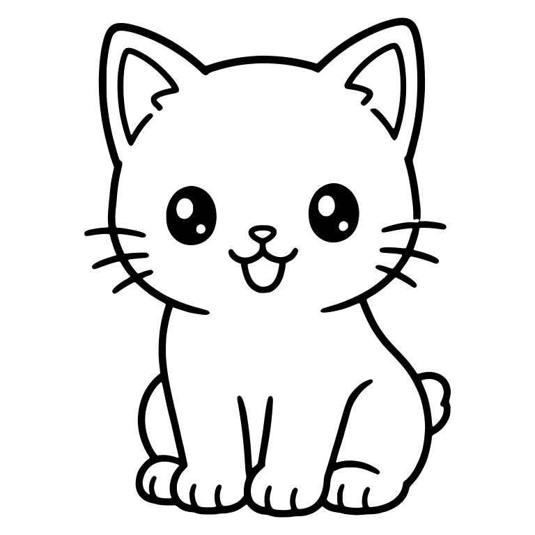 Sitting Kitten with Open Smile and Tiny Tail — free animal SVG cut file