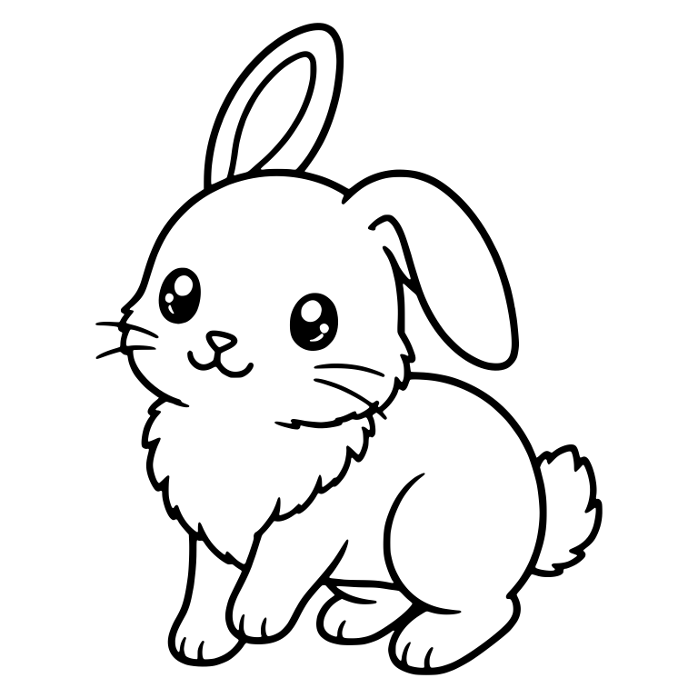 Sitting Bunny With One Ear Up and One Folded — free animal SVG cut file