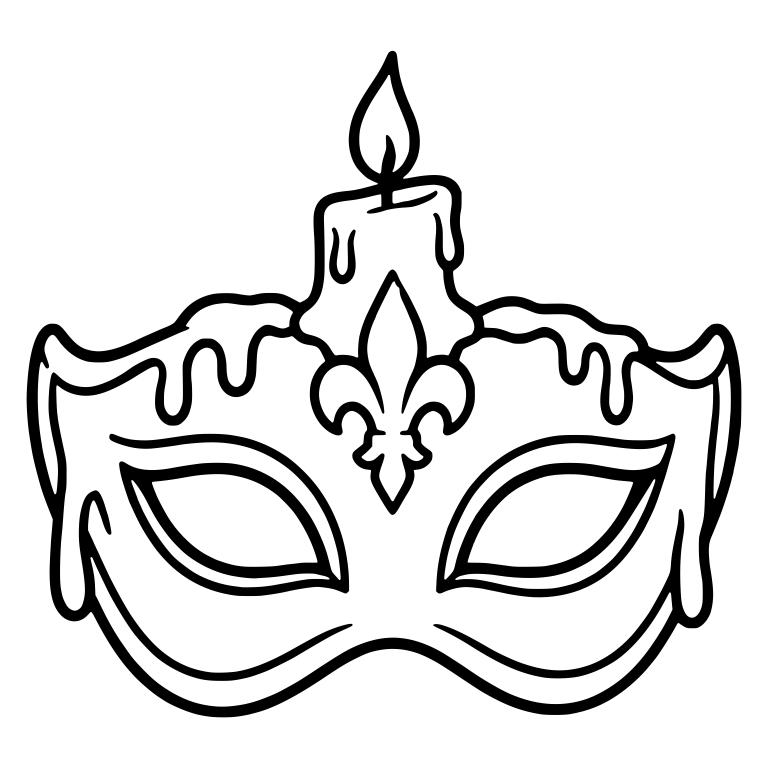 Masquerade Mask With Lit Candle and Dripping Wax — free objects SVG cut file
