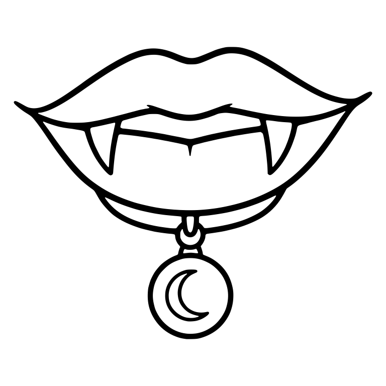 Vampire Mouth with Round Crescent Moon Medallion Choker — free fantasy-creature SVG cut file