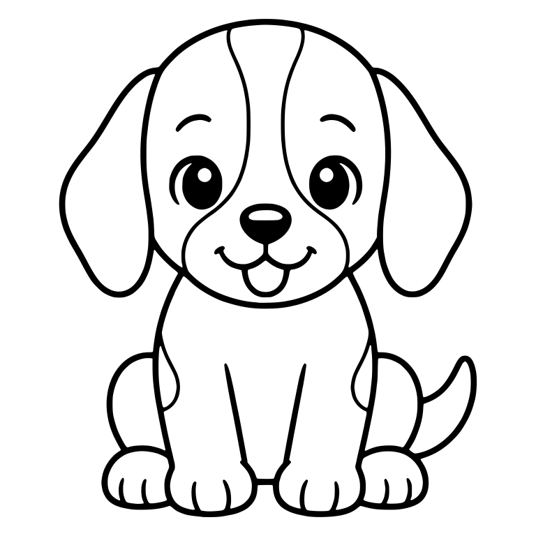 Sitting Beagle Puppy with Striped Face and Floppy Ears — free animal SVG cut file