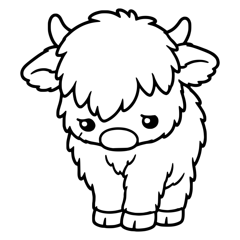 Shy Highland Calf Standing With Head Lowered — free animal SVG cut file
