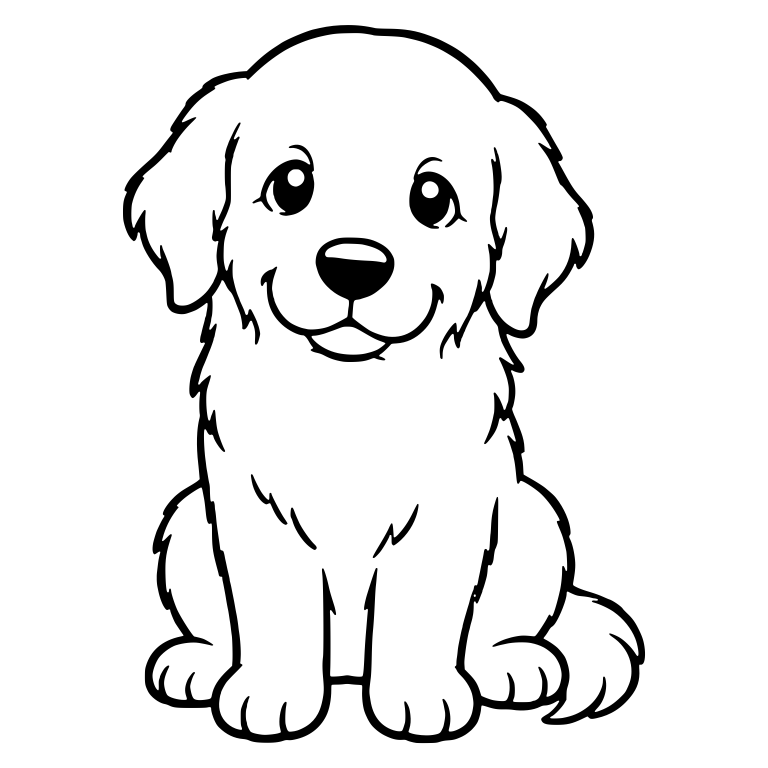 Golden Retriever Puppy Sitting Front With Floppy Ears — free animal SVG cut file