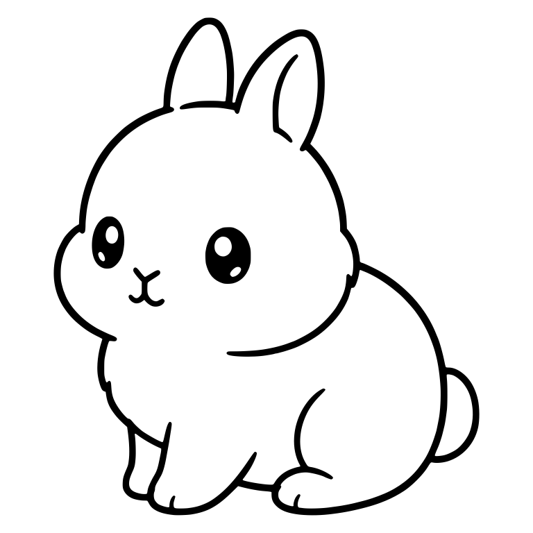 Chubby Kawaii Bunny Sitting With Big Glossy Eyes — free animal SVG cut file
