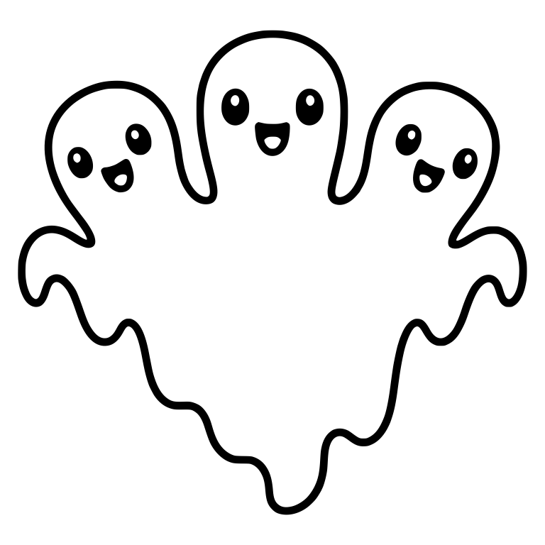 Three-Headed Ghost With Round Heads and Long Wavy Tail — free fantasy-creature SVG cut file