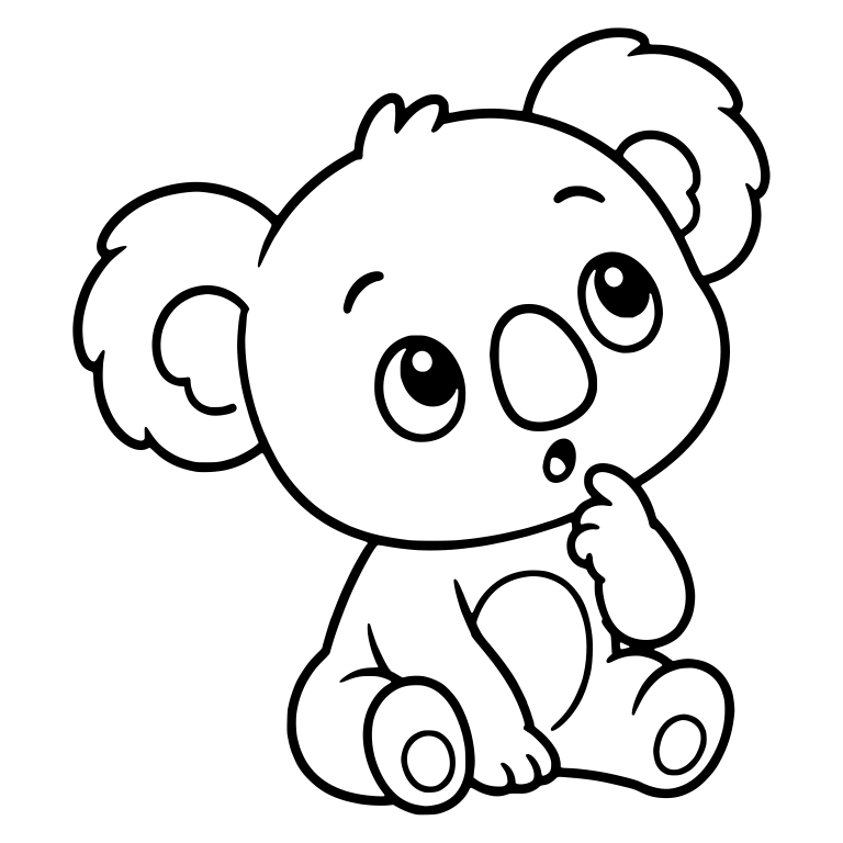 Curious Koala Sitting with Finger at Chin Looking Up — free animal SVG cut file