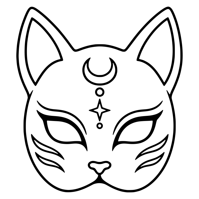 Celestial Cat Mask With Crescent Moon And Star — free objects SVG cut file