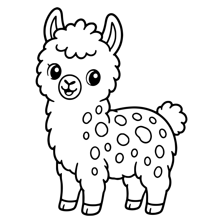 Spotted Llama Standing With Round Muzzle — free animal SVG cut file