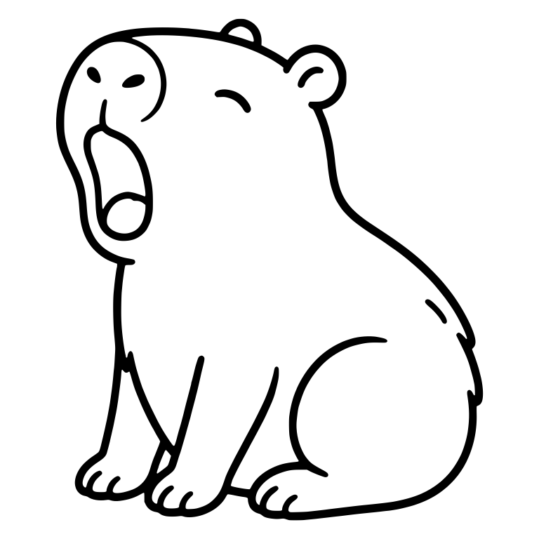 Yawning Capybara Sitting With Mouth Wide Open — free animal SVG cut file
