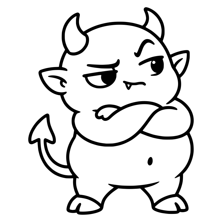 Chubby Grumpy Demon with Crossed Arms and Belly Button — free fantasy-creature SVG cut file