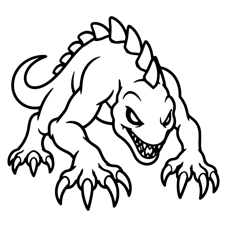 Snarling Spiked Reptile Monster Crawling — free fantasy-creature SVG cut file