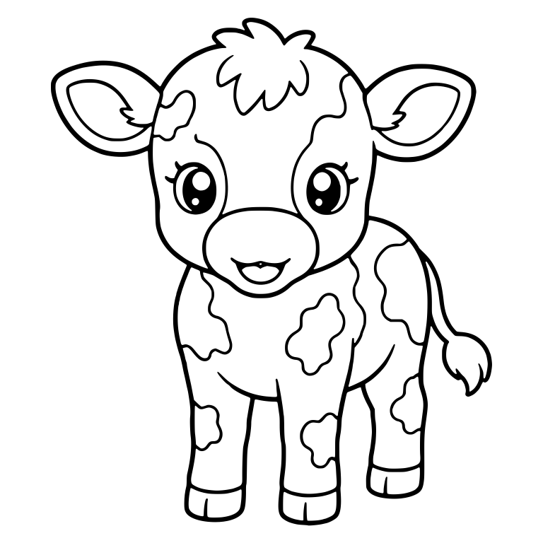 Spotted Calf Standing With Open Smile and Tail Tuft — free animal SVG cut file