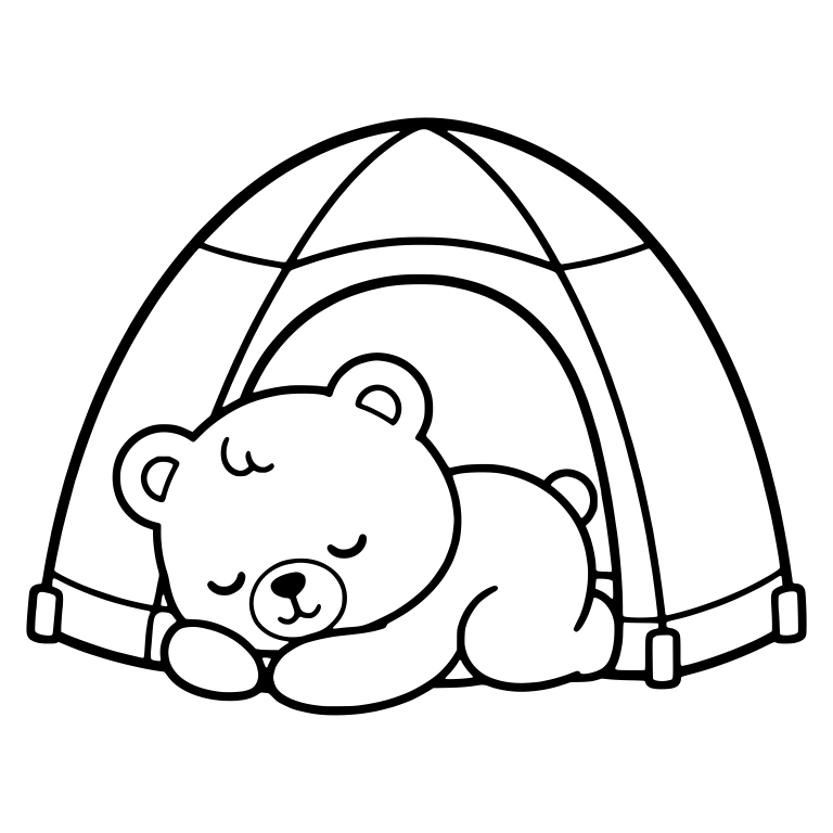 Sleeping Bear Curled Up in Dome Tent — free animal SVG cut file