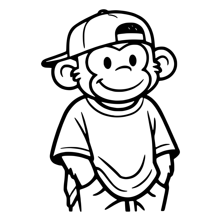 Monkey in Backwards Cap and Oversized Tee — free animal SVG cut file