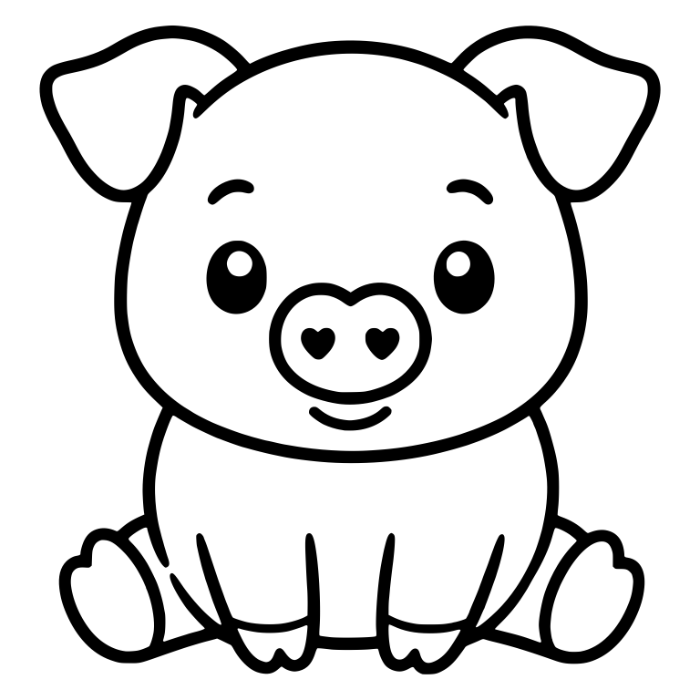 Sitting Piglet with Heart-Shaped Nostrils — free animal SVG cut file