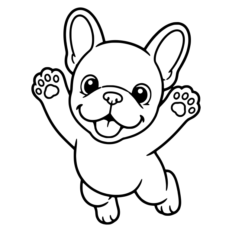 Excited French Bulldog Puppy Jumping with Paws Up — free animal SVG cut file