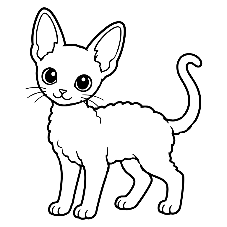 Slender Kitten Standing with Long Curled Tail — free animal SVG cut file