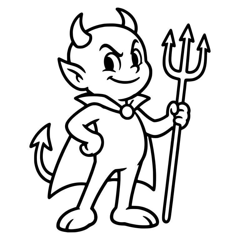 Retro Devil in Cape With Pitchfork and Smirk — free fantasy-creature SVG cut file