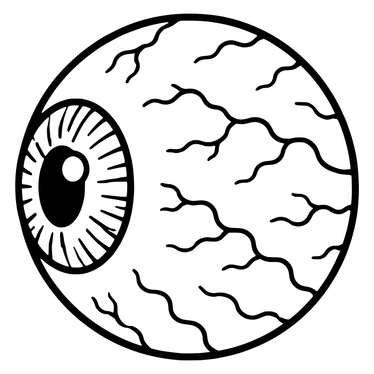Angled Bloodshot Eyeball With Long Wavy Veins — free symbol SVG cut file