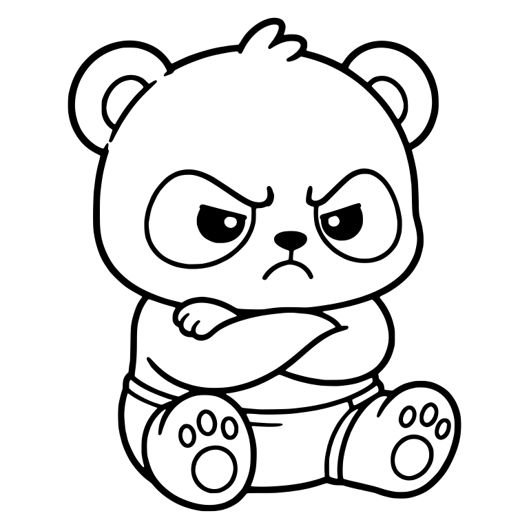 Angry Panda Cub in Diaper with Arms Crossed — free animal SVG cut file