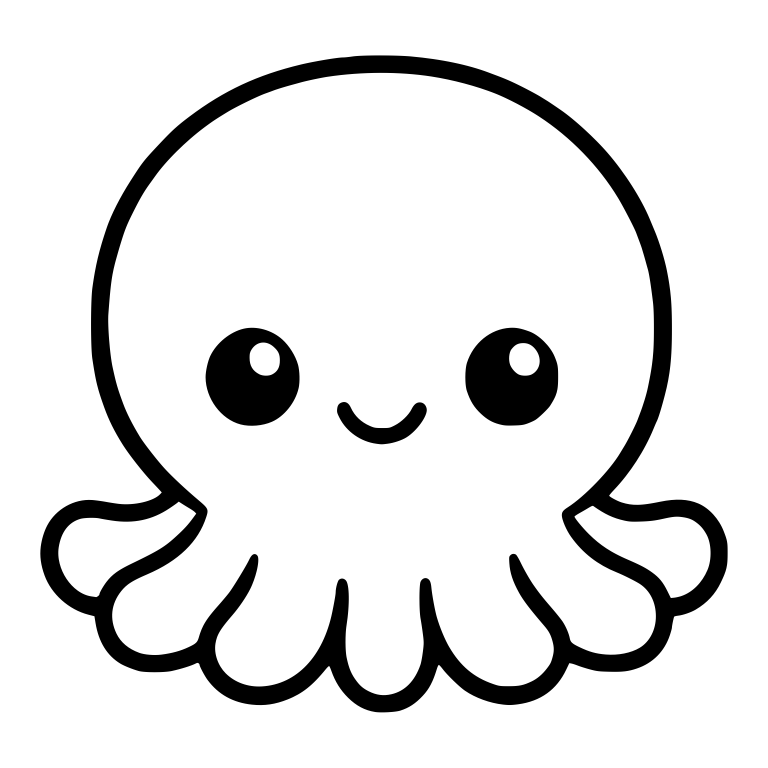 Round Octopus With Simple Smile and Short Tentacles — free animal SVG cut file