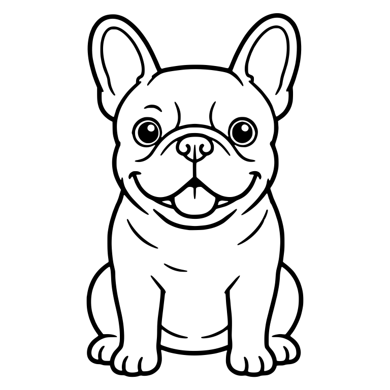 Smiling Adult French Bulldog Sitting Upright — free animal SVG cut file