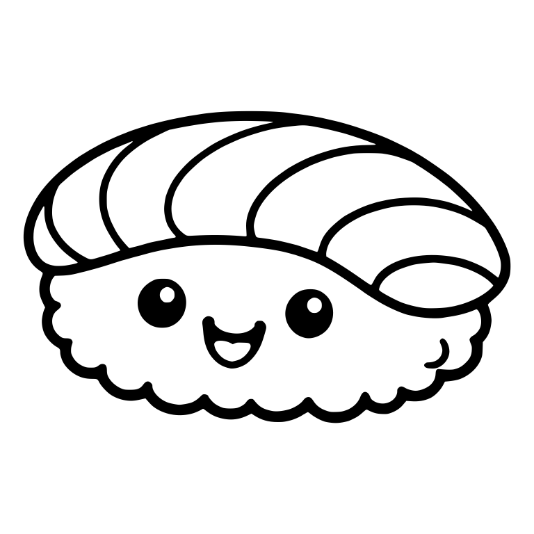 Salmon Nigiri With Wide Curved Stripes and Open Smile — free food SVG cut file