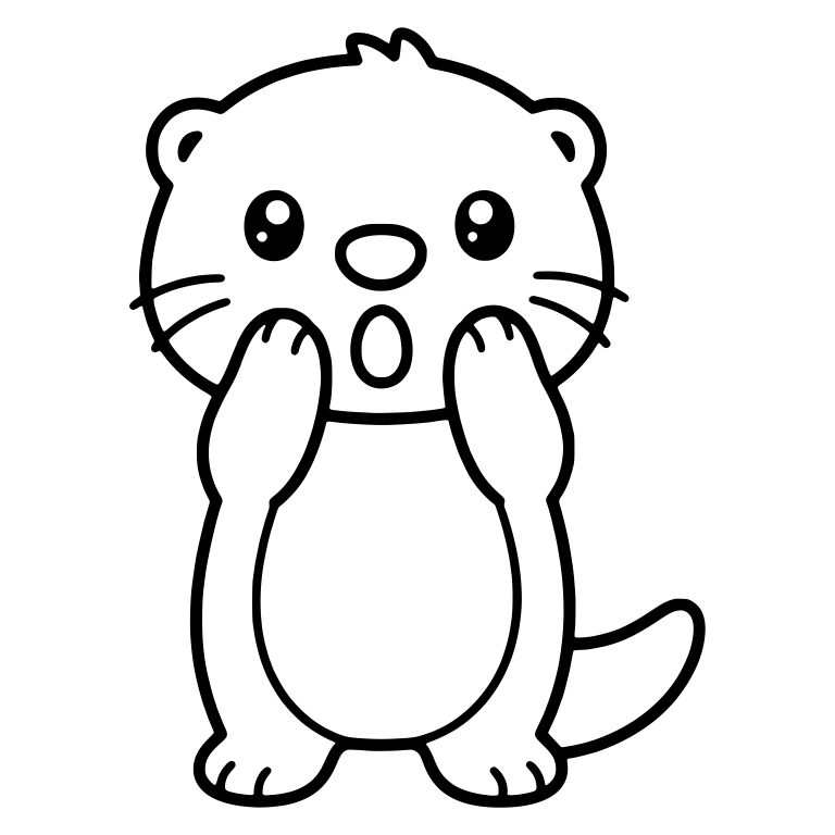 Gasping Kawaii Otter Standing with Paws at Mouth — free animal SVG cut file