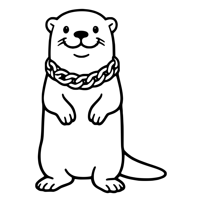 Standing Otter with Chunky Chain Necklace and Long Tail — free animal SVG cut file