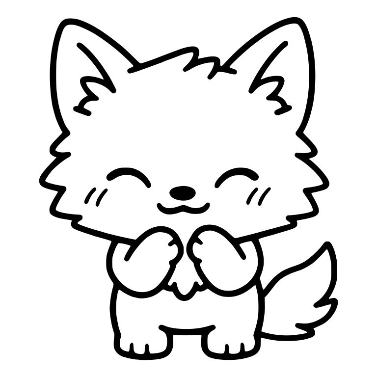 Blushing Wolf Pup Standing With Paws at Chin — free animal SVG cut file