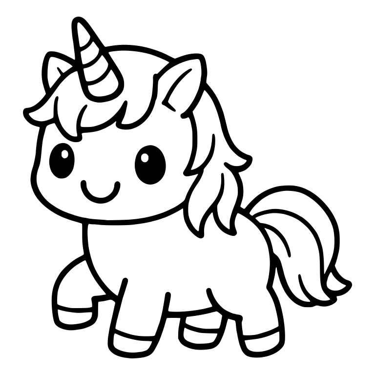 Baby Unicorn Trotting With Spiral Horn and Flowing Tail — free fantasy-creature SVG cut file