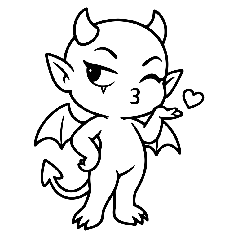 Winking Devil Blowing Kiss With Hand on Hip — free fantasy-creature SVG cut file