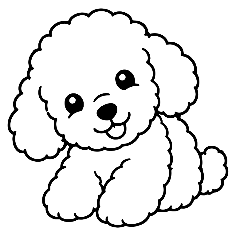 Toy Poodle Puppy Crouching with Head Tilted and Tongue Out — free animal SVG cut file