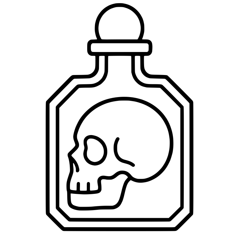 Square Poison Bottle With Side Profile Skull — free objects SVG cut file