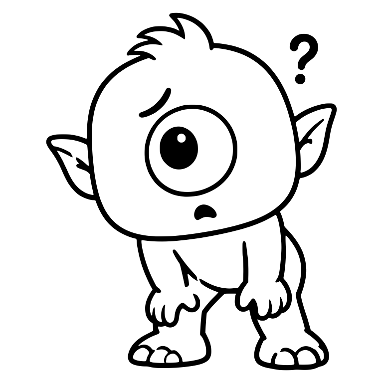 Puzzled Cyclops Leaning Forward with Question Mark — free fantasy-creature SVG cut file