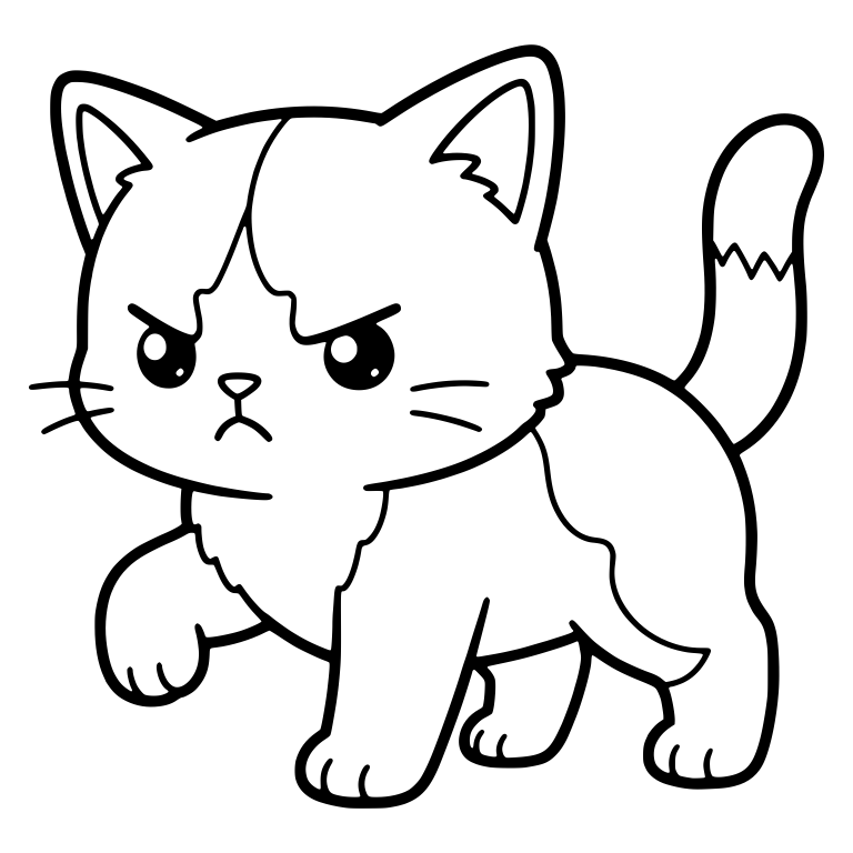 Angry Tuxedo Kitten Walking With One Paw Raised — free animal SVG cut file
