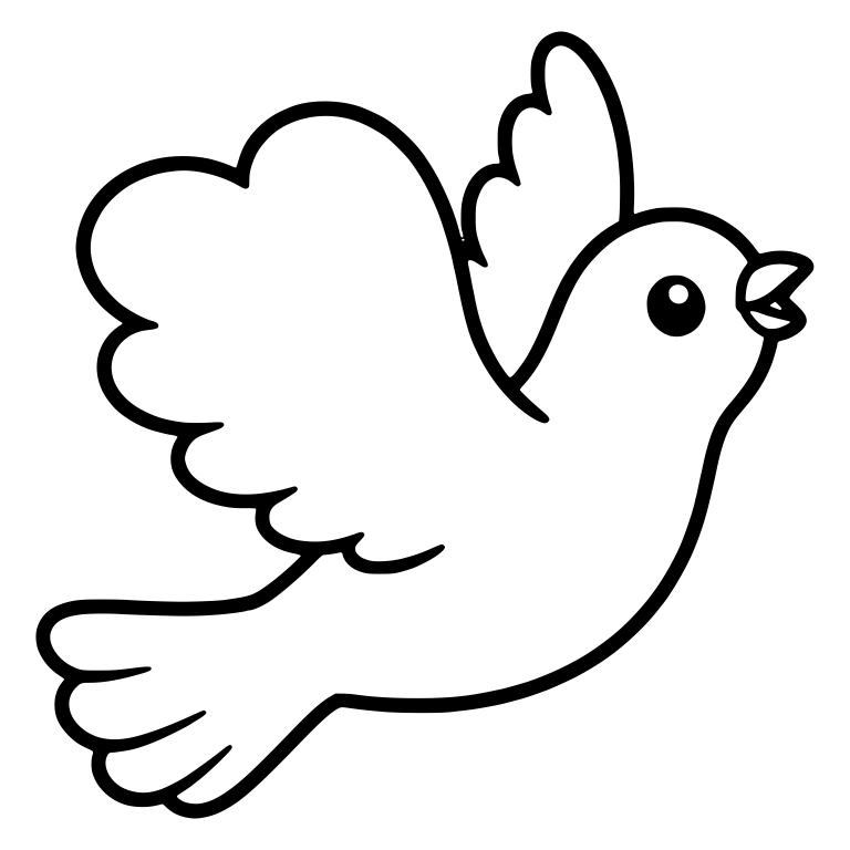 Flying Dove With Open Beak and Large Scalloped Wing — free animal SVG cut file